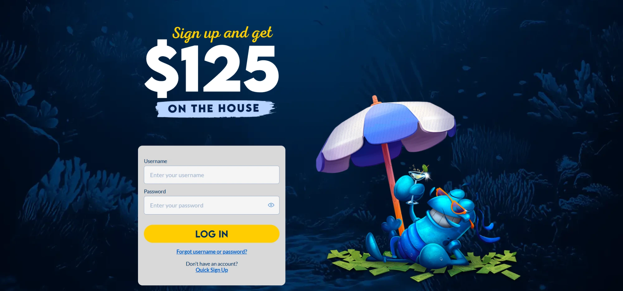 Yabby Casino: sign up and get $125 on the house